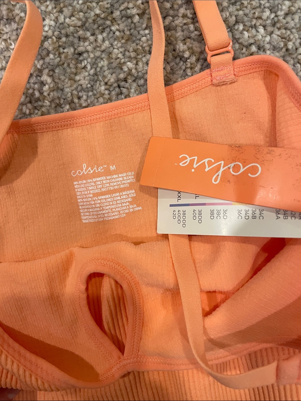 Colsie Orange Ribbed One-Piece with Front Keyhole - Picture 2 of 2